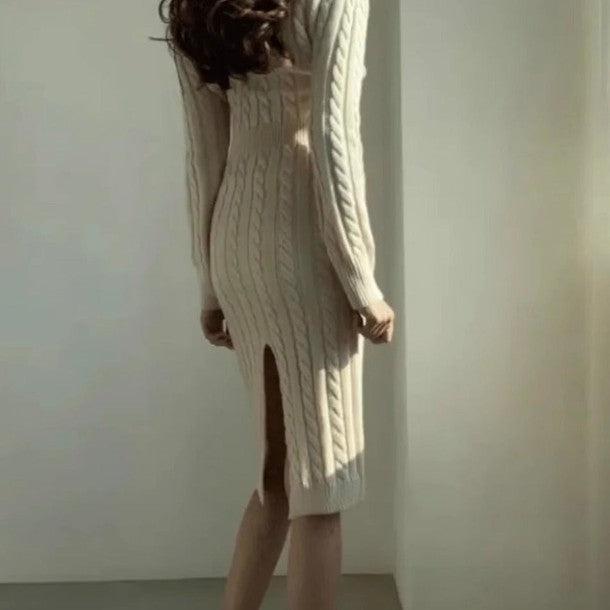 Vネックニットツイストワンピース 6384-画像8-韓国ファッション通販POPREA［ポップリア］