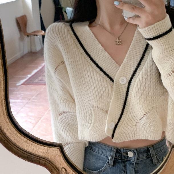 Vネックカシュクールニットカーディガン﻿ 6151-画像8-韓国ファッション通販POPREA［ポップリア］