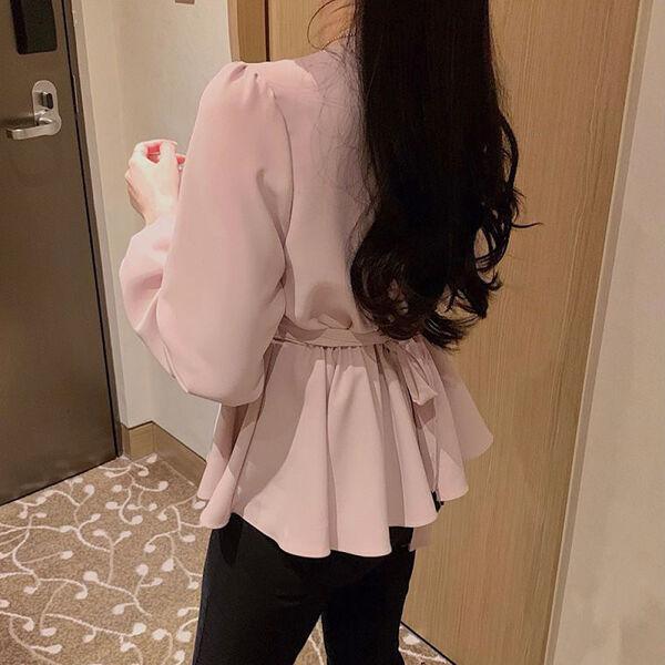 バックリボンVネックブラウス 6002-画像8-韓国ファッション通販POPREA［ポップリア］