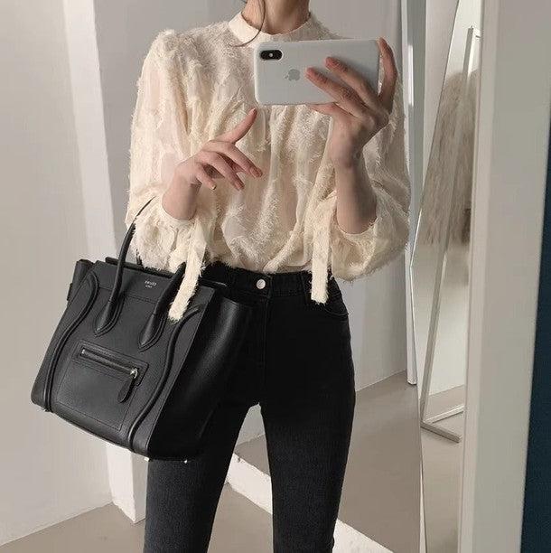 スリーブリボンハイネックブラウス 6451-画像8-韓国ファッション通販POPREA［ポップリア］