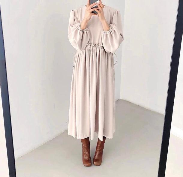 ウエストギャザーベーシックワンピース﻿ 6190-画像8-韓国ファッション通販POPREA［ポップリア］