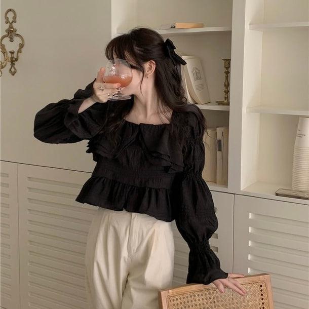 スクエアネックフレアスリーブ﻿﻿ 6112-画像8-韓国ファッション通販POPREA［ポップリア］