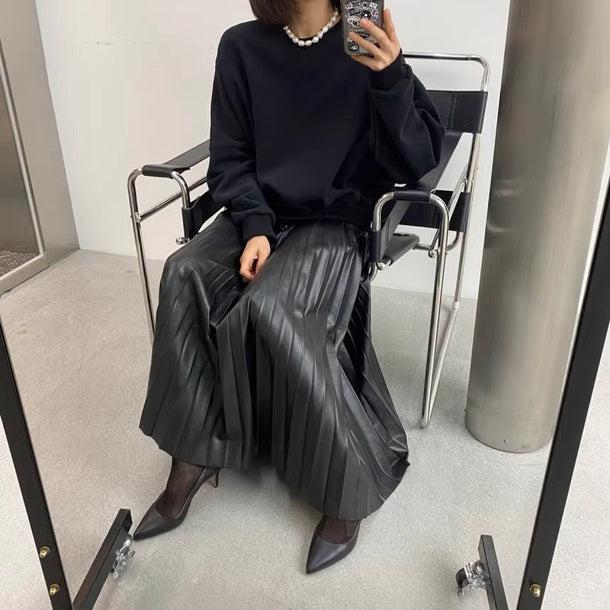 トレーナー&プリーツスカートドッキングドレス 6194-画像8-韓国ファッション通販POPREA［ポップリア］