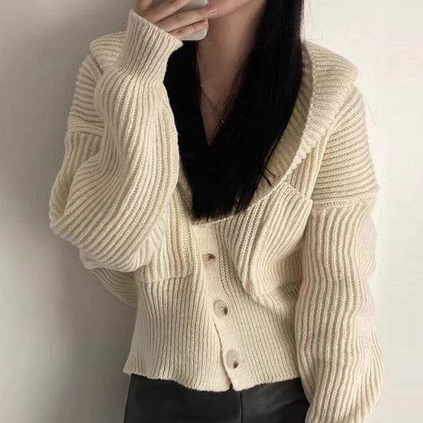 リブニットフードカーディガン 6331-画像8-韓国ファッション通販POPREA［ポップリア］