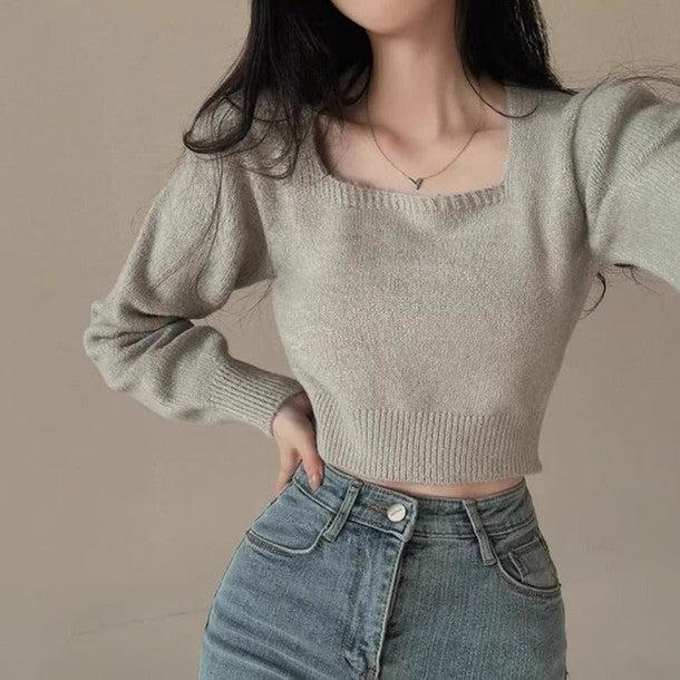 スクエアネックショートニット 6391-画像8-韓国ファッション通販POPREA［ポップリア］