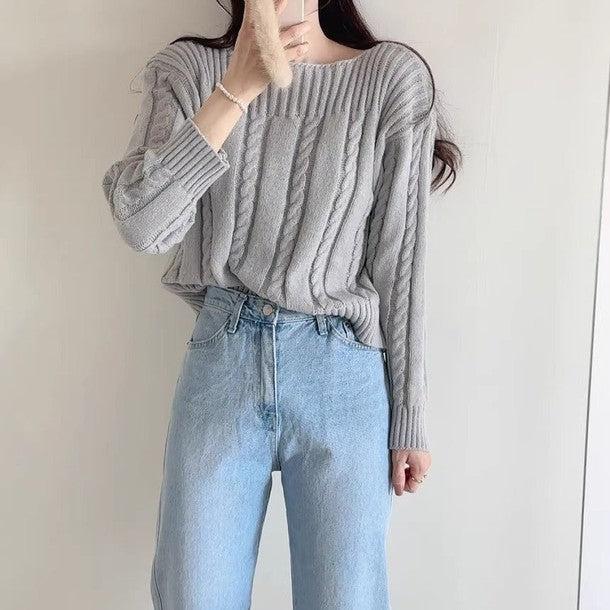 ボートネックケーブルニット 6471-画像8-韓国ファッション通販POPREA［ポップリア］