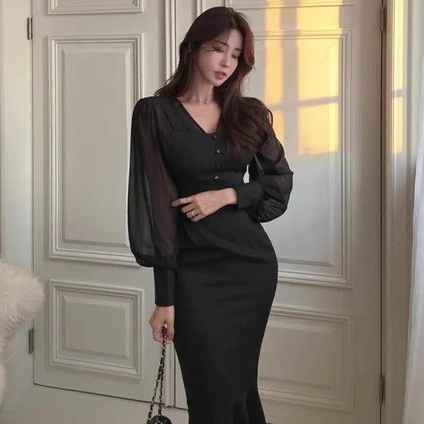 シアーマーメイドワンピースドレス 6382-画像8-韓国ファッション通販POPREA［ポップリア］