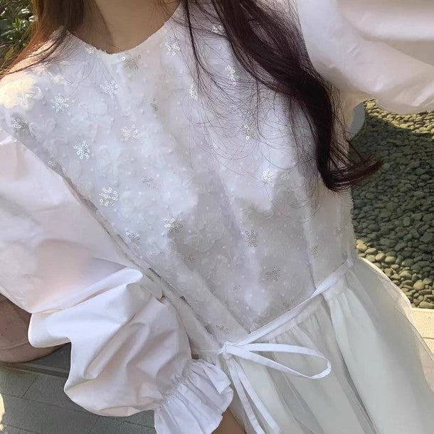 パフスリーブフラワーシフォンワンピース 6304-画像8-韓国ファッション通販POPREA［ポップリア］