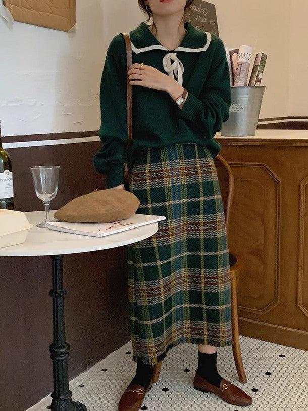 チェックニットミディスカート 6236-画像8-韓国ファッション通販POPREA［ポップリア］