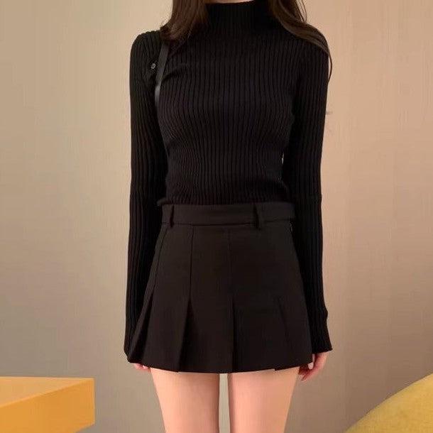 斜めボタンタートルネックリブニット﻿ 6441-画像8-韓国ファッション通販POPREA［ポップリア］