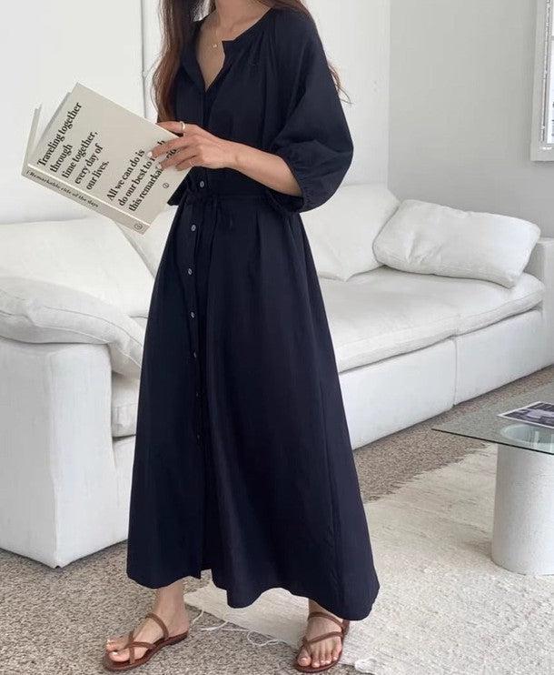 Vネックフロントボタンワンピース 6476-画像8-韓国ファッション通販POPREA［ポップリア］