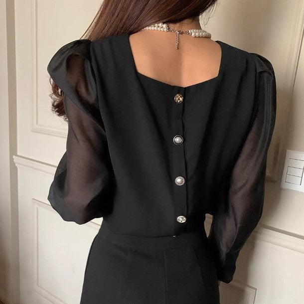 スクエアネックシアーブラウス 6433-画像8-韓国ファッション通販POPREA［ポップリア］