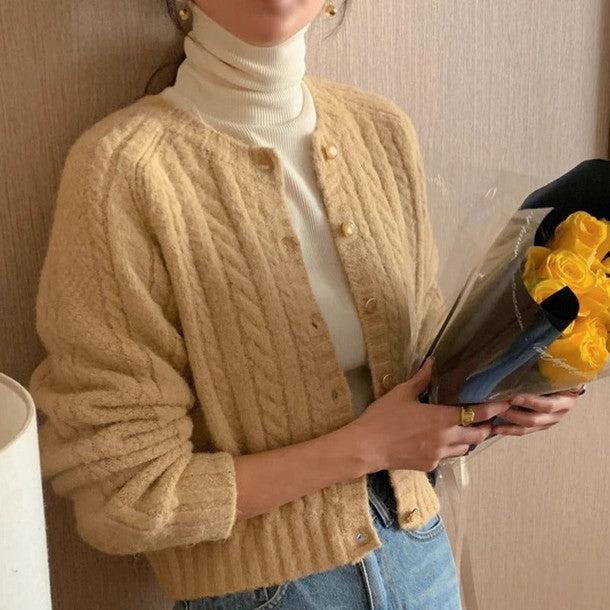 ライトカラーケーブルニットカーディガン 6298-画像9-韓国ファッション通販POPREA［ポップリア］