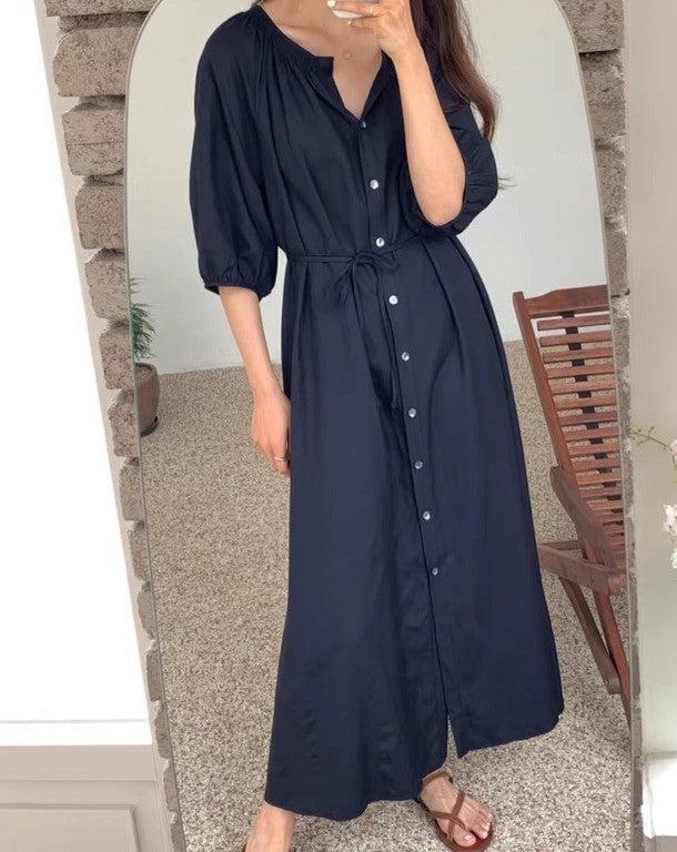 Vネックフロントボタンワンピース 6476-画像9-韓国ファッション通販POPREA［ポップリア］