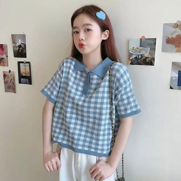 ブロックチェックバイカラーポロシャツ 6071-画像9-韓国ファッション通販POPREA［ポップリア］