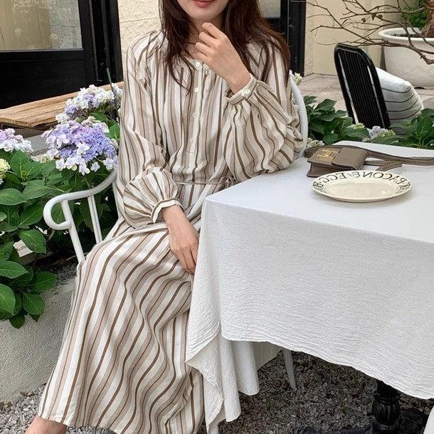 ラウンドネックストライプワンピース ﻿ 6532-画像9-韓国ファッション通販POPREA［ポップリア］