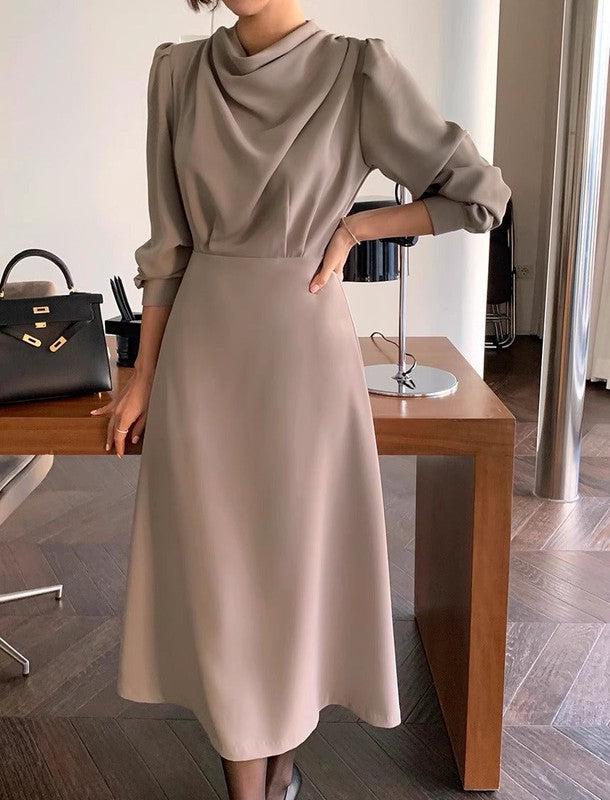 ドレープフロントネックワンピース﻿ 6445-画像9-韓国ファッション通販POPREA［ポップリア］