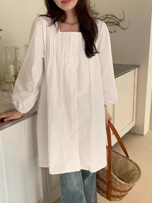 ノーカラーフロントボタンワンピース 6539-画像9-韓国ファッション通販POPREA［ポップリア］