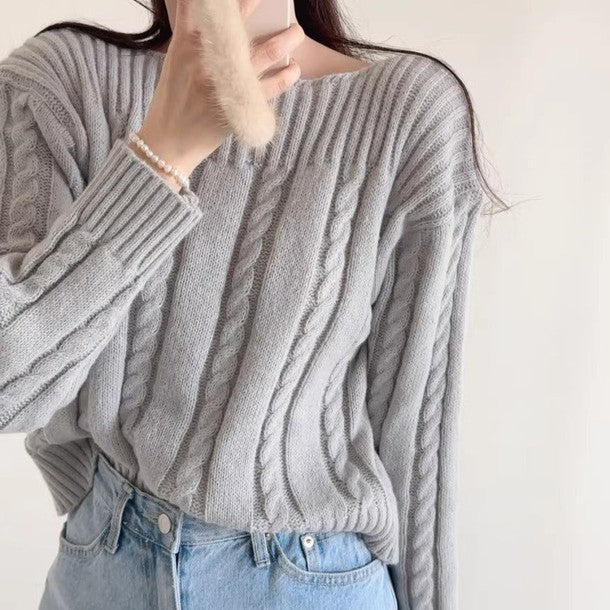 ボートネックケーブルニット 6471-画像9-韓国ファッション通販POPREA［ポップリア］