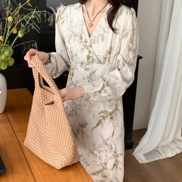 オータムデザインVネックワンピース 6157-画像9-韓国ファッション通販POPREA［ポップリア］