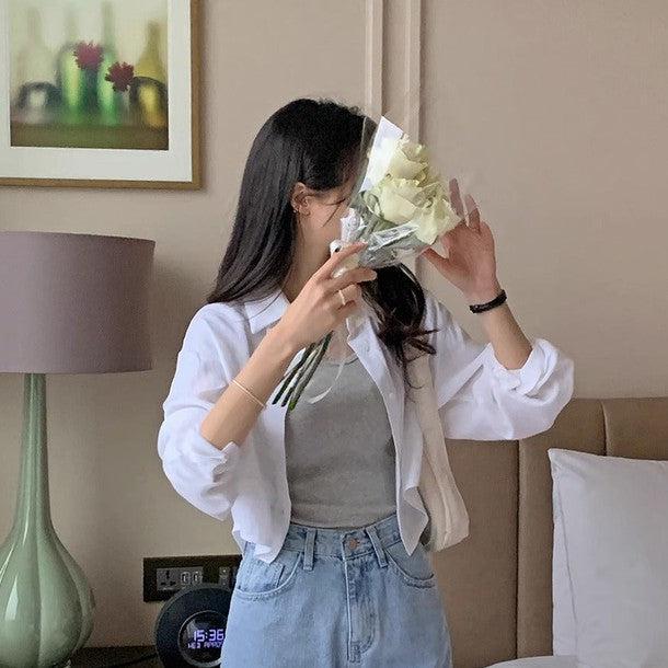 バックボタンオープンショートシャツ﻿ 6210-画像9-韓国ファッション通販POPREA［ポップリア］