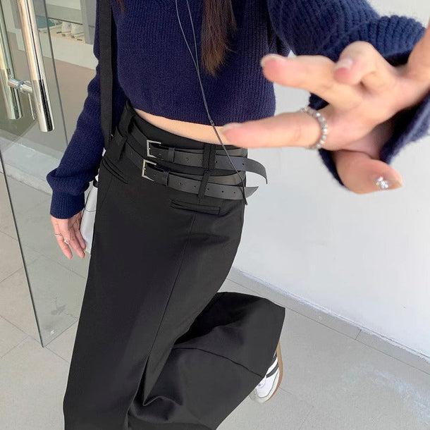 ダブルベルトAラインスカート﻿ 6094-画像9-韓国ファッション通販POPREA［ポップリア］