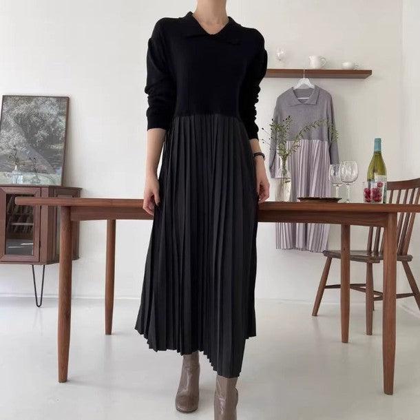 プリーツ切り替えニットロングワンピース﻿﻿﻿﻿﻿ 6263-画像9-韓国ファッション通販POPREA［ポップリア］