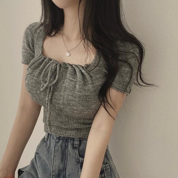 スクエアカラーリボンニット﻿ 6046-画像9-韓国ファッション通販POPREA［ポップリア］