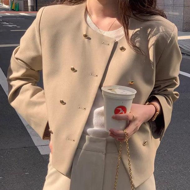 ダブルボタンノーカラージャケット﻿﻿ 6219-画像9-韓国ファッション通販POPREA［ポップリア］