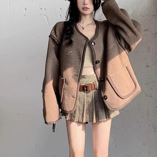 2ポケットノーカラーボアジャケット﻿﻿﻿﻿ 6260-画像9-韓国ファッション通販POPREA［ポップリア］