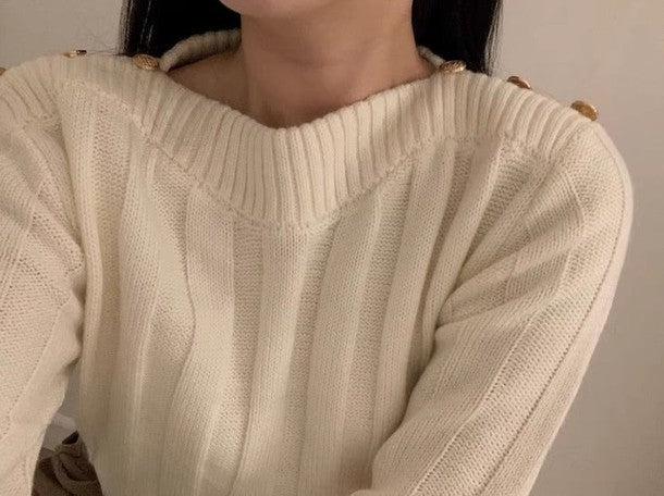 ショルダーゴールドボタンニット 6430-画像9-韓国ファッション通販POPREA［ポップリア］