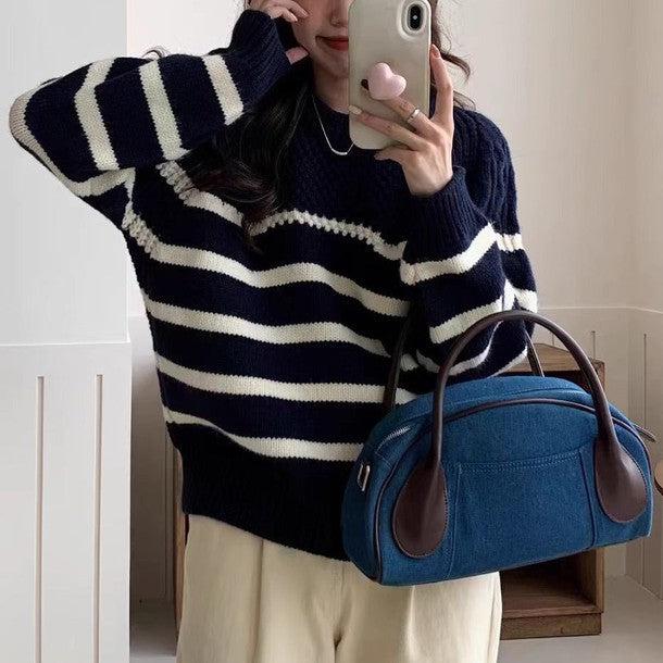 ケーブルボーダーラグランニット 6330-画像9-韓国ファッション通販POPREA［ポップリア］