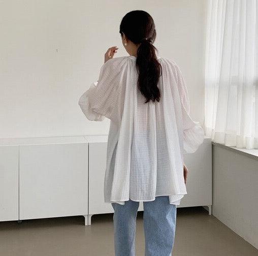 ギャザーボリュームスリーブシアーブラウス﻿﻿﻿ 5988-画像9-韓国ファッション通販POPREA［ポップリア］