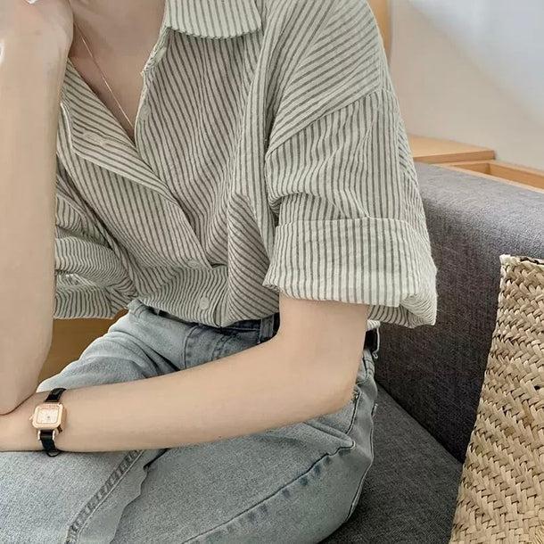 シンプルストライプシャツ 6061-画像9-韓国ファッション通販POPREA［ポップリア］