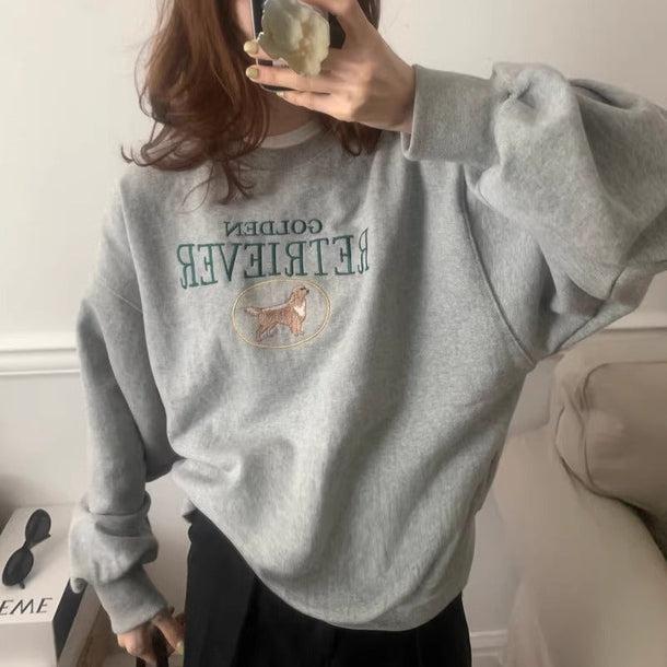 ゴールデンレトリバー刺繍スウエット 6171-画像9-韓国ファッション通販POPREA［ポップリア］