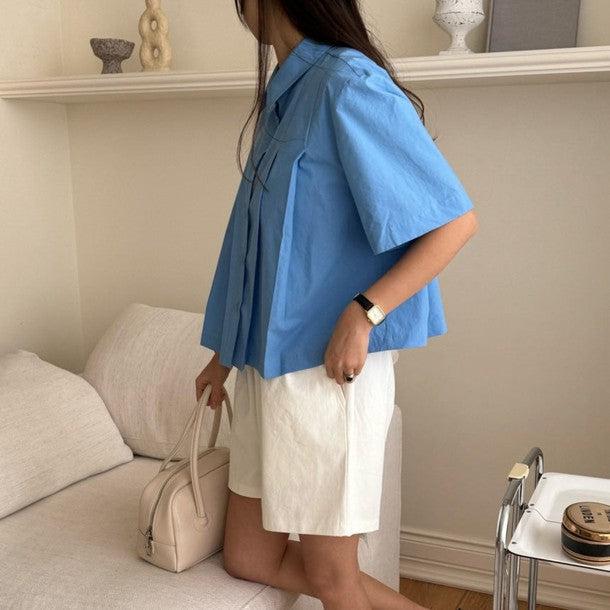 クロップドプリーツブラウス 6785-画像9-韓国ファッション通販POPREA［ポップリア］