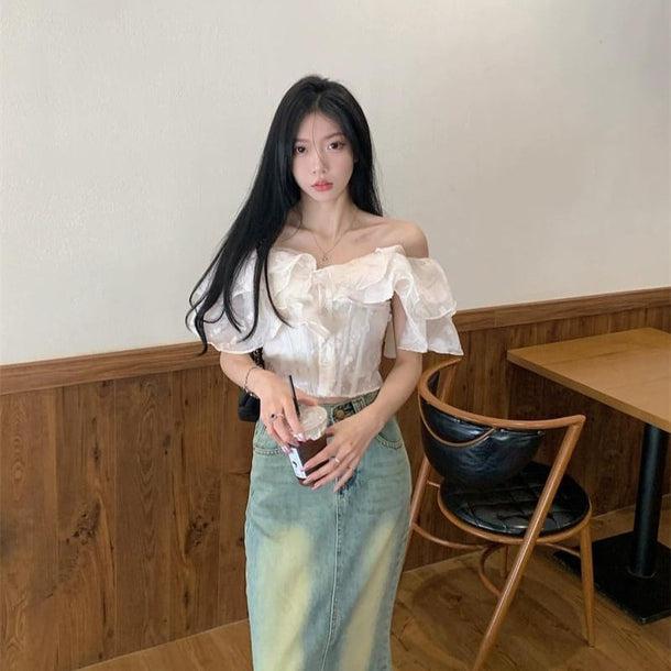 オフショルダーフリルブラウス 6074-画像9-韓国ファッション通販POPREA［ポップリア］