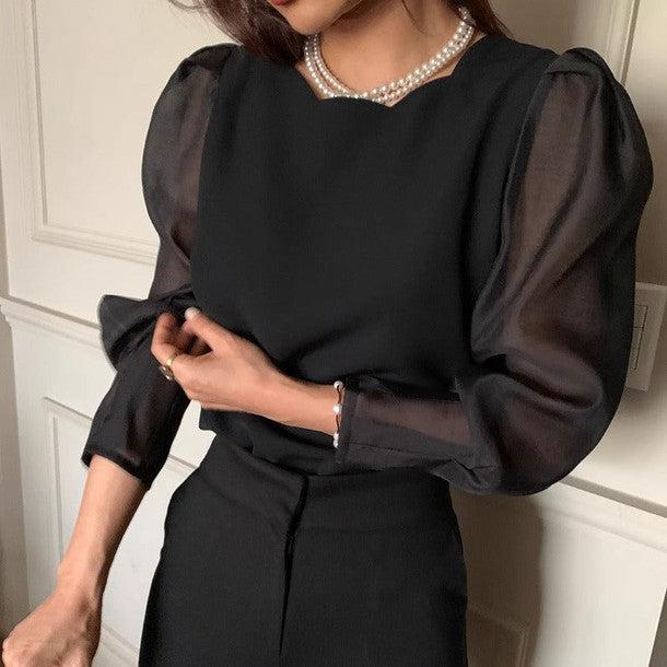 スクエアネックシアーブラウス 6433-画像9-韓国ファッション通販POPREA［ポップリア］