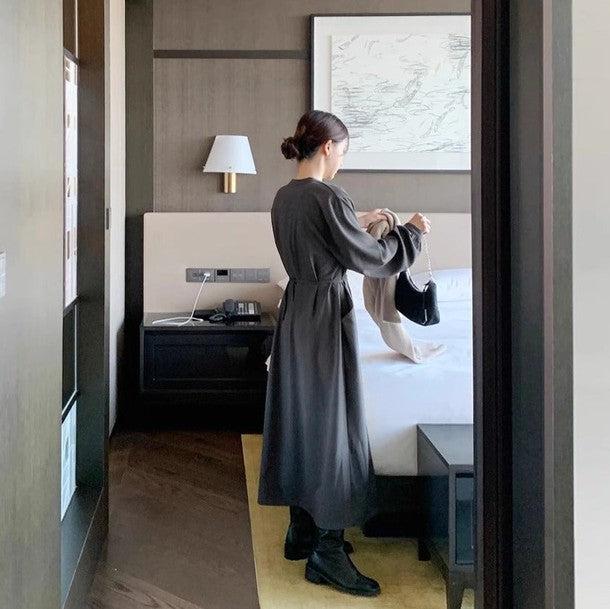 バックリボンノーカラーワンピース 6478-画像9-韓国ファッション通販POPREA［ポップリア］