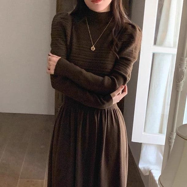 ハイネックギャザーニットロングワンピース 6368-画像9-韓国ファッション通販POPREA［ポップリア］