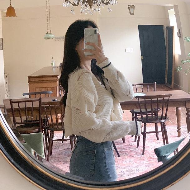 Vネックカシュクールニットカーディガン﻿ 6151-画像9-韓国ファッション通販POPREA［ポップリア］