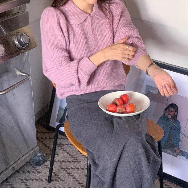 ボタンカラーパフスリーブニット 6239-画像9-韓国ファッション通販POPREA［ポップリア］