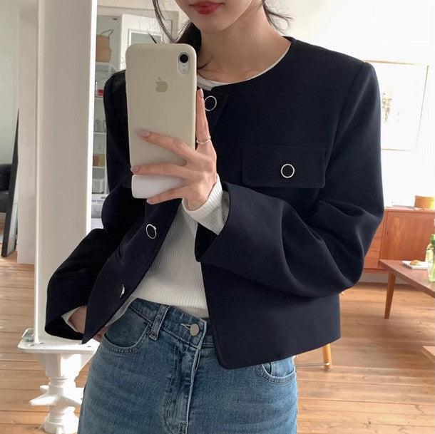 サイドポケットノーカラージャケット﻿ 6220-画像9-韓国ファッション通販POPREA［ポップリア］