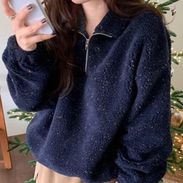 クロップドハーフジップアップニット 6389-画像9-韓国ファッション通販POPREA［ポップリア］