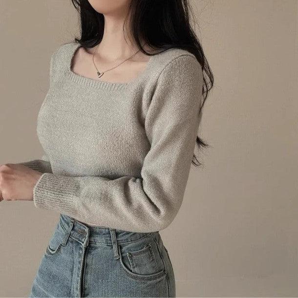 スクエアネックショートニット 6391-画像9-韓国ファッション通販POPREA［ポップリア］