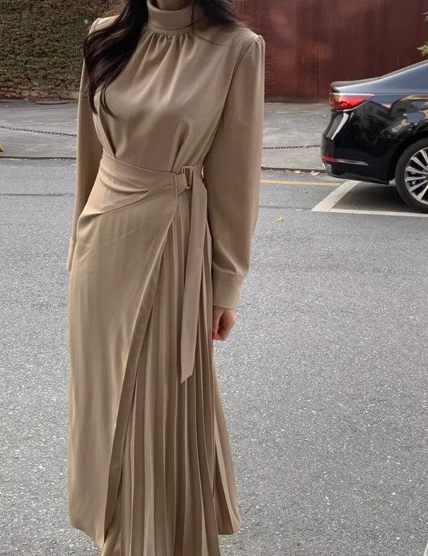 ハイネックプリーツラップワンピース 6455-画像9-韓国ファッション通販POPREA［ポップリア］