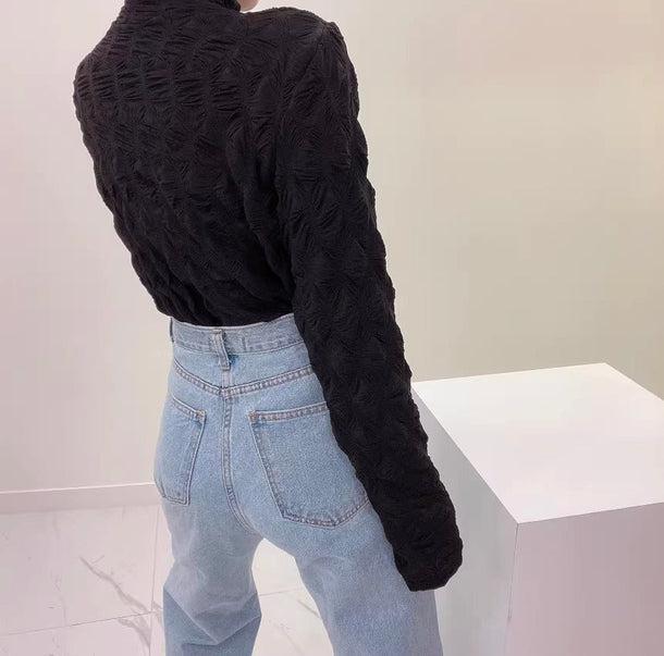 ウェーブパターンシアーハイネックトップス 6159-画像9-韓国ファッション通販POPREA［ポップリア］