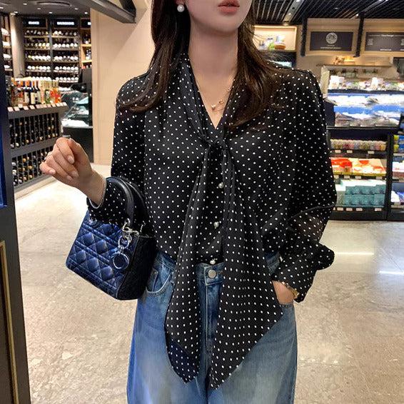 ボウタイドットブラウス 6404-画像9-韓国ファッション通販POPREA［ポップリア］