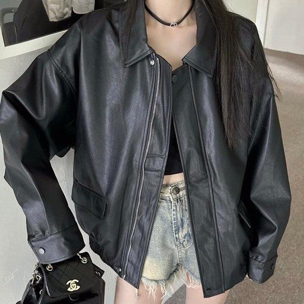 レザータッチオーバージャケット﻿ 6206-画像9-韓国ファッション通販POPREA［ポップリア］