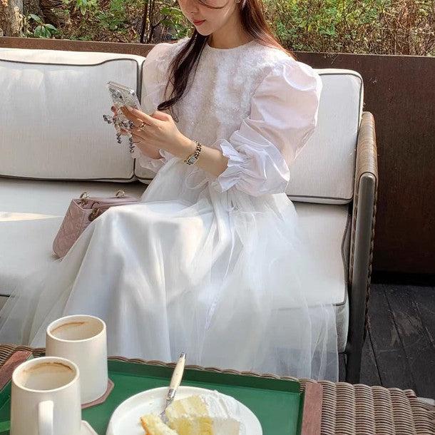 パフスリーブフラワーシフォンワンピース 6304-画像9-韓国ファッション通販POPREA［ポップリア］